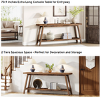 70.9 Inches All Wood Console Table for Entrance, 2 Tiers Narrow Long Behind Couch Sofa Table for Hallway, Living Room, Brown