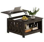 Lift Top Coffee Table with Storage Cabinet and 2 Compartments for Living Room, Black, 31.5''Hx31.5''W in