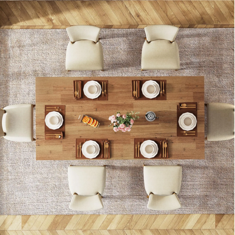 63-inch Dining Table for 4-6, Farmhouse Kitchen Table with Large Tabletop, Rectangular Dinner Eating Table for Dining