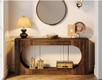 Console Table, 63 Inches Narrow Sofa Entryway Table with 2-Tier Storage Shelf for Living Room, Rustic Brown