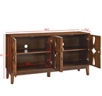 60" Mid Century Modern Sideboard Buffet with Hollow Carved Doors and Outlet Holes,Vintage Accent Cabinet Credenzas Storage Cabin