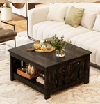 Lift Top Coffee Table with Storage Cabinet and 2 Compartments for Living Room, Black, 31.5''Hx31.5''W in