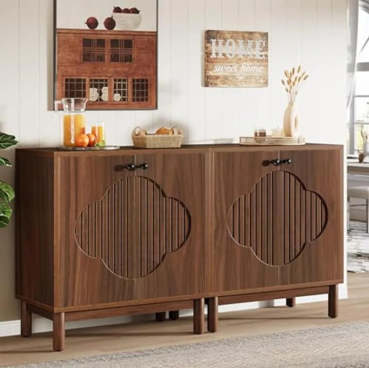 Sideboard Buffet Cabinet, 55" Storage Cabinet with Shelves and Doors, Modern Credenzas for Kitchen, Living Room, Dining Room, R