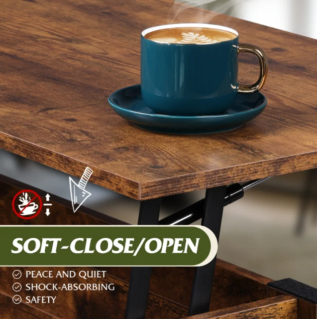 Lift Top Coffee Table with Hidden Compartment and Storage Shelf for Living Room Modern Wood Center Table