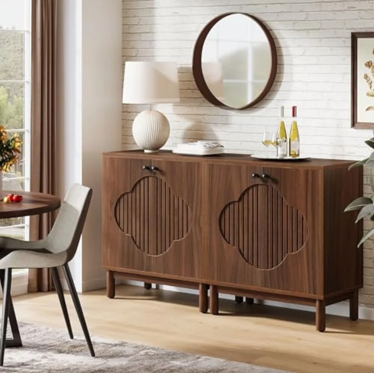 Sideboard Buffet Cabinet, 55" Storage Cabinet with Shelves and Doors, Modern Credenzas for Kitchen, Living Room, Dining Room, R