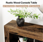 Long Console Table, Rustic Wood Entryway Table with 6 Storage Cubes, Industrial Narrow Sofa Table